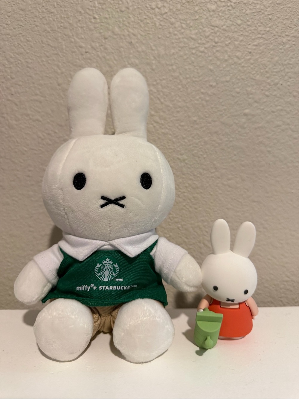 miffy White Plush Bunny with Green Starbucks Apron